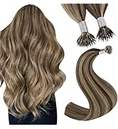 YoungSee Nano Ring Hair Extensions Real Human Hair Blonde 16 Inch Platinum Blonde Nano Hair Exten...