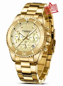 HANPOSH Mens Watches Chronograph Stainless Steel Analog Quartz Watch Waterproof Men's Wrist Watches Business Casual Fashion Watch for Me