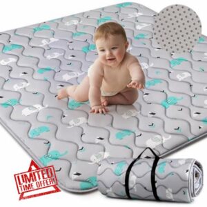 BROLEX Thick Baby Play Mat: 50x50 Inches Playmat for Floor Extra Large Padded Soft Foldable Nonslip Infant Toddler Tummy Crawling Time