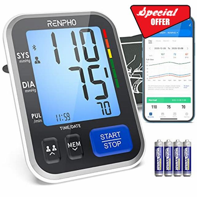 RENPHO Smart Blood Pressure Monitors - Upper Arm Blood Pressure Machine with App