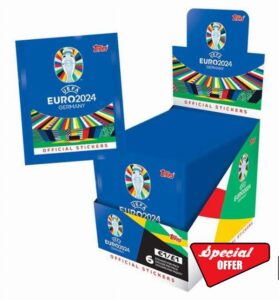 Topps Official Euro 2024 Sticker Collection - Full Box (100 Packets). 6 Stickers per Packet (600 Stickers)