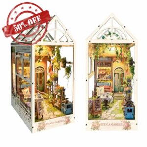 LED Book Nook Kit DIY Miniature Dollhouse Kit 3D Puzzle Wooden Bookends Toy for Teenagers Gift Model Kits Room Decoratio