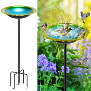 Metal Bird Bath Bowl Bird Feeder with Stake Stand and 5 Prong Base