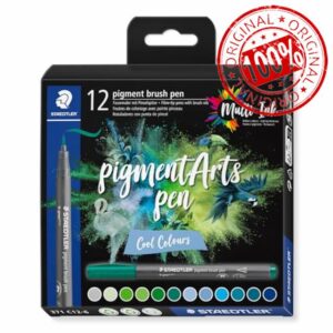 STAEDTLER 371 C12-6 Pigment Arts Brush Pen - Assorted Cool Colours (Pack of 12)