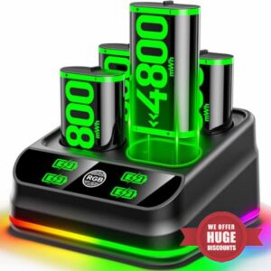 Charger with 4x4800mWh Rechargeable Battery Pack for Xbox One/Xbox Series X|S