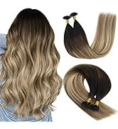 YoungSee U Tip Hair Extensions Human Hair Highlight Ash Blonde with Bleach Blonde U Tip Extension...
