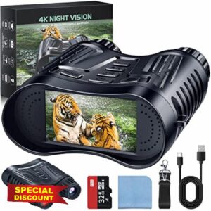 Letcmoi Night Vision Binoculars Goggles - 4K Infrared View of 300M with 8X Digital Zoom