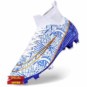 DimaiGlobal Football Boots Men's High-Top Spikes Outdoor Astro Turf Trainers Boys Cleats Professional Competition Athletics Sneakers Teenager Breathable Soccer Shoes Unisex