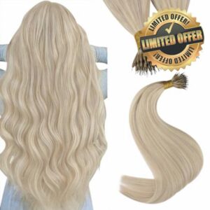 YoungSee Nano Ring Hair Extensions Blonde Nano Remy Hair Extensions Warm Ash Blonde Highlights Bleach Blonde Real Hair Extensions Nano Beads Cold Fusion Nano Loop Hair Extensions Blonde 20inch 50s 50g
