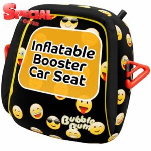 Bubble Bum Inflatable Booster Car Seat - Travel Booster Seat - Portable Car Booster Seat - Booster Seat for Car - Foldable Narrow Slim Design Car Seat - Perfect for Kids 4-11yrs Old - Emoji
