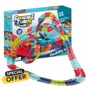 EWFAS Anti Gravity Car Track Set | Changeable Track with LED Light-Up Race Car | 0 Gravity Car | Electric Climbing Car Track Toys | Ultra-Flexible Track | Montessori Toys for Kids Gifts
