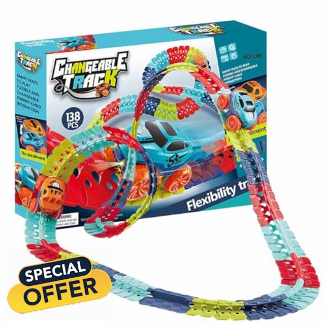 EWFAS Anti Gravity Car Track Set | Changeable Track with LED Light-Up Race Car | 0 Gravity Car | Electric Climbing Car Track Toys | Ultra-Flexible Track | Montessori Toys for Kids Gifts