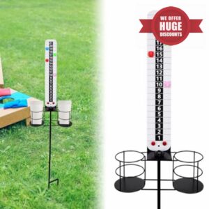 BOOSTEADY Metal Cornhole Scoreboard with Drink Holders Corn Hole Score Keeper with Magnetic for Outdoor Yard Lawn Game