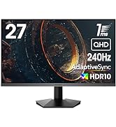 KOORUI 27 Inch Full HD Gaming Monitor 240hz, 1ms, DCI-P3 90% Color Space, Adaptive Sync, (1920 x ...