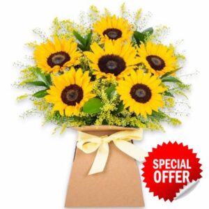 Summer Sunflowers Fresh Flower Bouquet Delivered in Prestation Vase | Sunflowers
