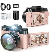 Digital Camera, LAMA 4K 48MP Autofocus Vlogging Camera, Compact Camera with 3.0 Inch 180° Flip Sc...
