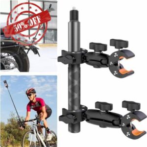 UNSTINCER Double Clamp Camera Mount with 118cm Selfie Stick for Third Person Shot