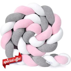 3 Shares Braided Crib Bumper Cushion Soft Knot Pillow Baby