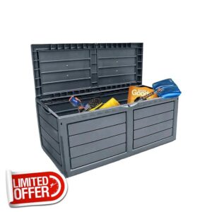 Neo 320 Litre Dark Grey Plastic Waterproof Outdoor Garden Plastic Storage Box Furniture