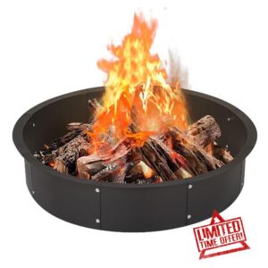 OUSHENG 36 Inch Round Fire Pit Ring Insert for Outside Wood Burning