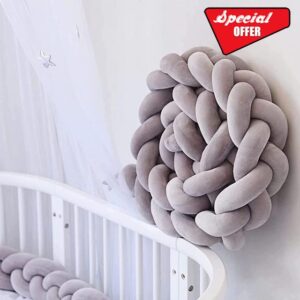 PTKG Baby Cot Bumper Knotted Anti-collision Head Guard Bumper Crib Cradle Braid Pillows Cushion for Room Decor