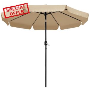 Yaheetech 2.7M Garden Parasol Umbrella Table Patio Umbrella Outdoor Sun Shade Umbrella with Crank Handle & 8 Metal Ribs for Garden/Deck/Balcony/Beach/Pool Ta