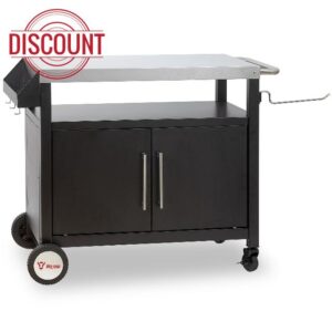 BBQ-Toro barbecue trolley | 103.5 x 59 x 81 cm | Silver/Black | Barbecue table with large work surface | BBQ side table | Food prep table | Portable garden trolley | Outdoor barbecue cabine