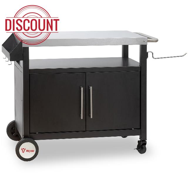 BBQ-Toro barbecue trolley | 103.5 x 59 x 81 cm | Silver/Black | Barbecue table with large work surface | BBQ side table | Food prep table | Portable garden trolley | Outdoor barbecue cabine