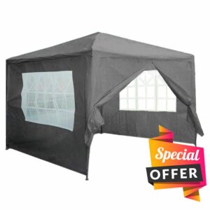 Neo 3X3M Event Gazebo 4 Side Panels Outdoor Waterproof Garden Party Tent Marquee Canopy Shelter Coated Steel Frame (Grey)