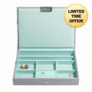 Stackers Dove Grey with Mint Classic Medium Jewellery Box Lid