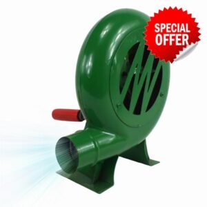 BBQ Blower 200w Mini Blacksmith Forge Blower with Duct Iron Gear Portable Manual Blower for Camping Picnic Outdoor Acativities Grill Accessories Hand Crank Blowe