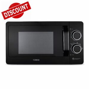 Tower T24042BLK Manual Microwave with Sleek Mirror Door