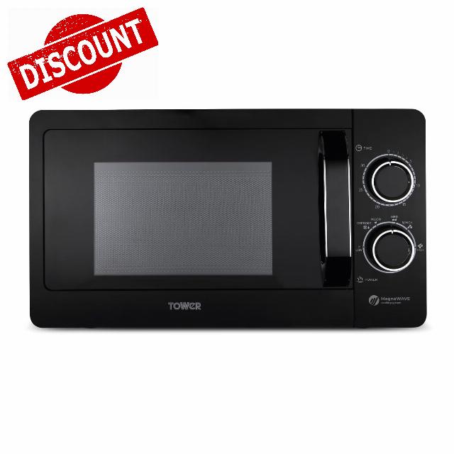 Tower T24042BLK Manual Microwave with Sleek Mirror Door