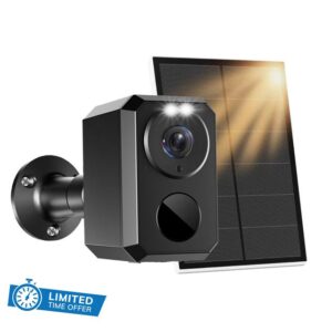 BEENOZO 2K Outdoor WiFi Surveillance Camera with Rechargeable Battery and Solar Panel