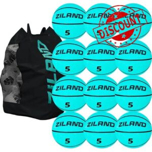 Ziland Training Basketball Aqua 12 Pack [ 12 x Basketballs and 1 x Ball bag ] Size 3