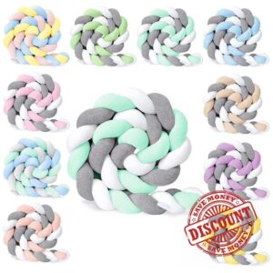 3 Shares Baby Crib Bumper Cotton Cushion Soft Pillow Knotted Crib Bumper Bed Braid Pillows Cushion Baby Bed Set All Round Braided Protector for Room Decor