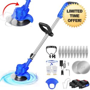 21V Grass Trimmer Electric Cordless Strimmer with 2x Battery