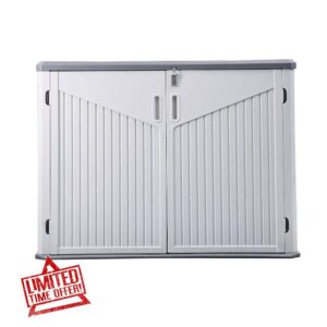 Panana Plastic Garden Shed Outdoor Furniture Storage Shed Plastic House Tool Shed Utility Chest Shed Box (132 x 72x 99 cm-White)