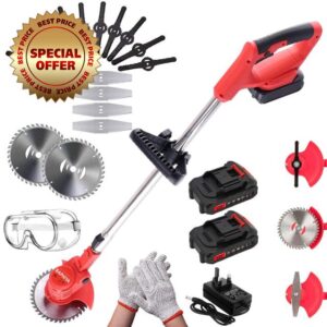 BAPHIYA Cordless Strimmer for Garden with 2 Batteries& 16 Blades