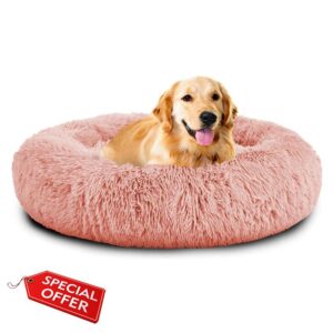Mirkoo Dog Beds Calming Donut Pet Bed Washable Anti Anxiety Faux Fur Pet Bed