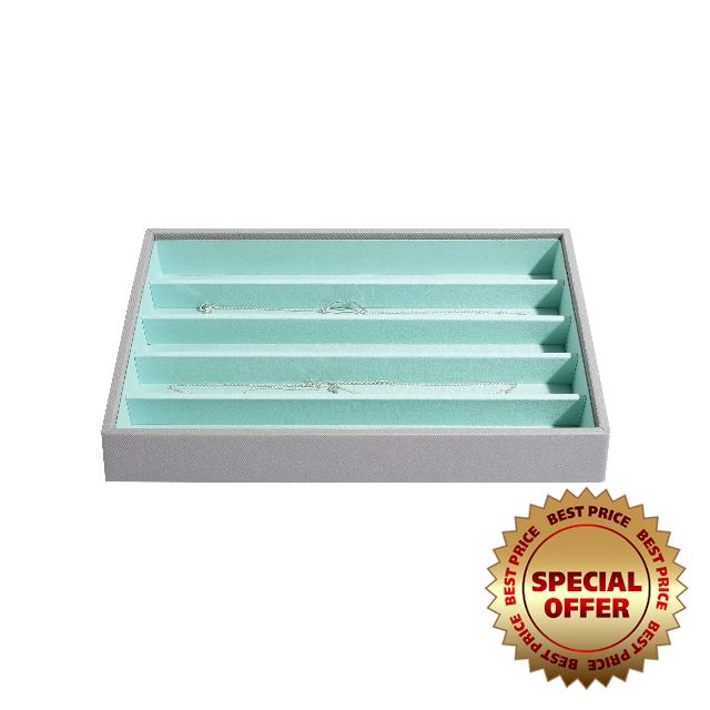 Stackers Dove Grey with Mint Classic Medium Jewellery Box Necklace Laye