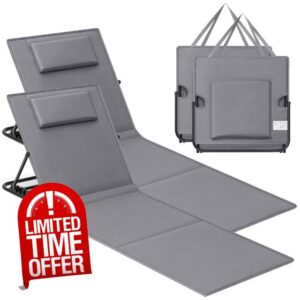 SONGMICS Set of 2 Folding Beach Sunloungers