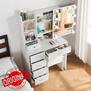 Guanglai Vanity Set Dressing Table with Lighted Makeup Mirror