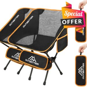 Vivo Technologies Set of 2 Lightweight Folding Chair Compact Camping Chair Portable Ultralight Fishing Chairs Small Camp Chair for Adults with Carry Bag Outdoors Lawn Hiking Beach Travel Spo