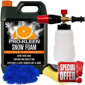 Pro-Kleen Snow Foam 5L with Karcher K Series Snow Foam Lance with Microfibre Cloth and Cleaning Mitt (Orange)