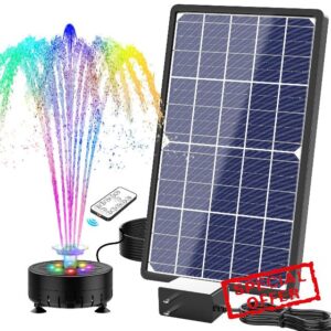 SUJFEE 14W LED Solar Water Fountain for Outdoor with Remote Control