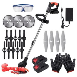 DJROLL Cordless Grass Trimmer with Charger and 2 Lithium Battery