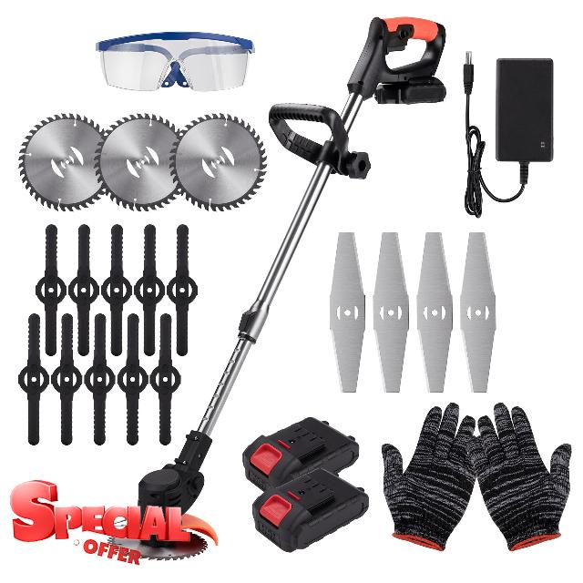 DJROLL Cordless Grass Trimmer with Charger and 2 Lithium Battery