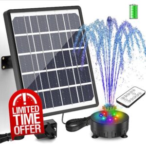SUJFEE 8W LED Solar Water Fountain for Outdoor with Remote Control