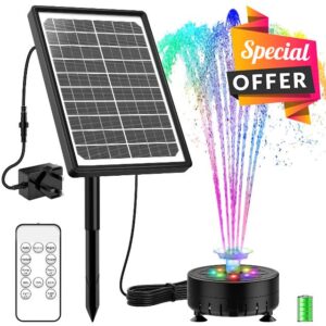 SUJFEE 10W Solar Water Fountain with 3000mAh Battery